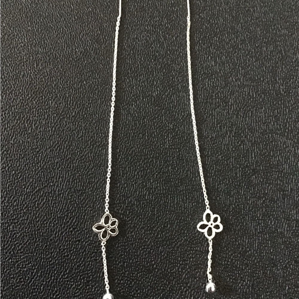 Flower Sterling silver “thread” earrings